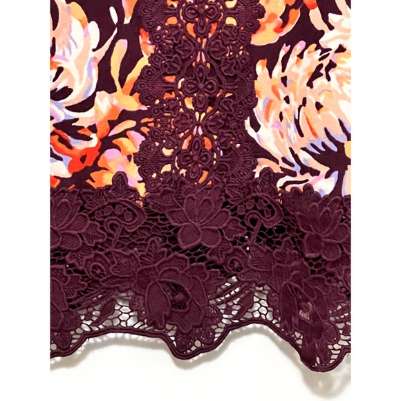 Isaac Mizrahi Live Floral Tunic Lace Wine Orange Size Small NWOT - Picture 3 of 7